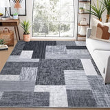 Garvee 9x12 Area Rug Modern Geometric Machine Washable Area Rug for Living Room Bedroom Contemporary Patchwork Non-Slip Stain Resistant Accent Rug Carpet for Home Floor Decoration - Gray