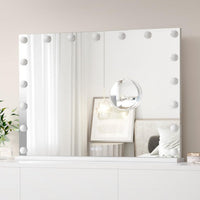 Garvee Vanity Mirror with 17 Dimmable LED Bulbs, Tabletop Lighted Mirror with Lights, Makeup Mirror with 3X Magnification, 3 Colors Modes,Touch Control, USB Charging Port, 32”x24”, White