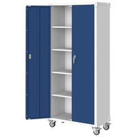 Garvee Metal Storage Cabinets with Lock Doors, 71" Tall Steel Garage Storage Cabinet, Blue Grey, Multipurpose, 2 Doors & 4 Shelves
