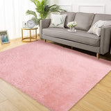 Garvee Fluffy & Sheepskin Light Pink 6x9 Area Rugs for Living Room, Fluffy Velvet Soft and Comfy Shag Accent Rug Carpet for Bedroom Living Room Fuzzy Shaggy Area Rug, Home Decor Rug Nursery Rug Carpets - Light Pink