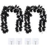 Garvee 2PCS Halloween Maple Leaf Garland with 4pcs Hook Artificial Hanging Floral Garlands for Christmas Thanksgiving Decor Black - Black