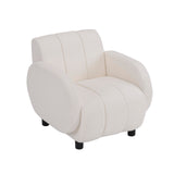 Garvee Accent Chair Wide Armchair Upholstered Solid Wood Frame Living Room Bedroom Lounge White 330 LBS Capacity