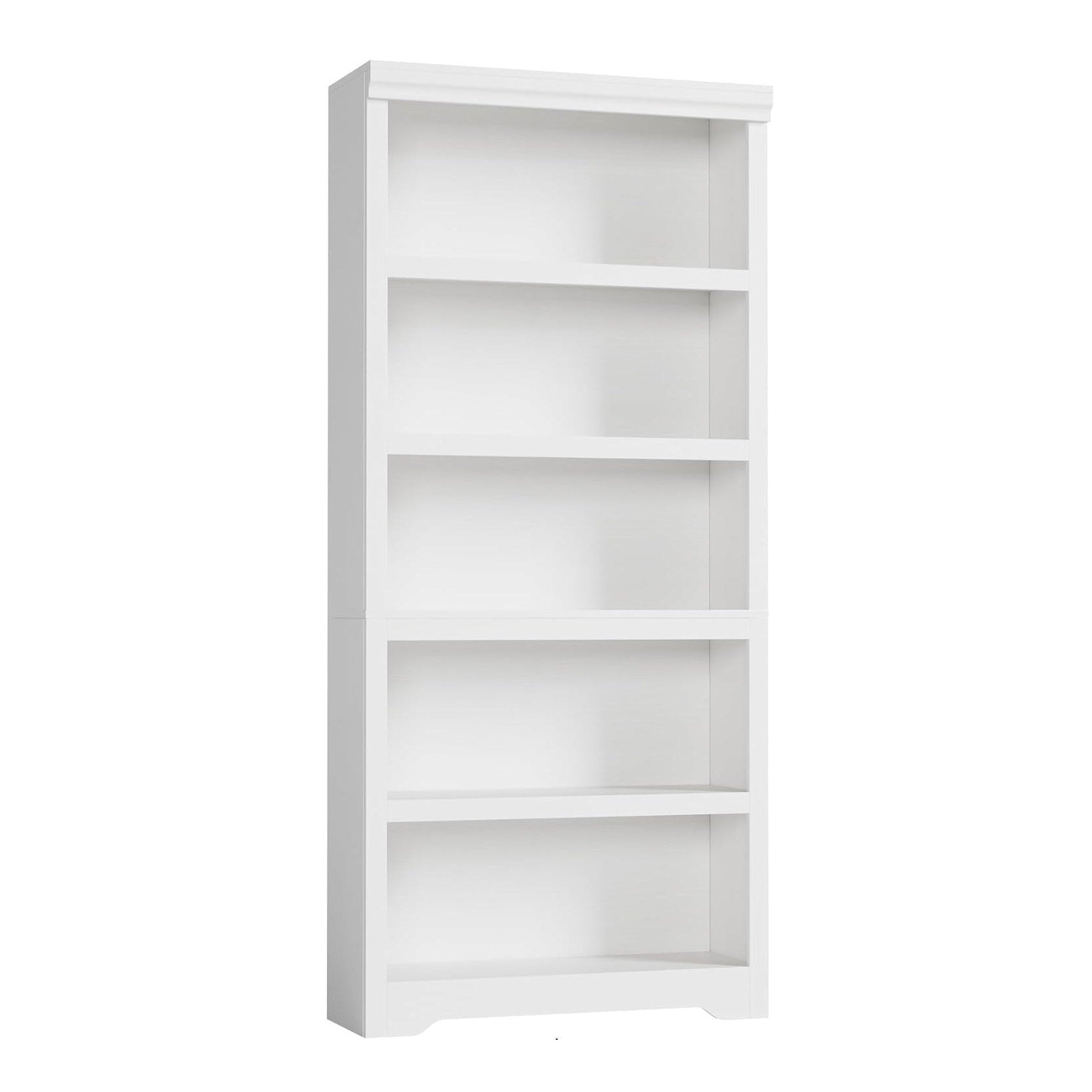 Garvee 5 Tier Bookshelf, 69" Tall Farmhouse Bookcase with Adjustable Shelves, 31.5" W Floor Standing Open Display Storage Rack with Anti-Slip Design for Home Office, Balcony, Library, Study / Living Room, White