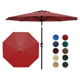 Garvee 9' Outdoor Patio Umbrella, Outdoor Table Umbrella, Market Umbrella with Push Button Tilt and Crank, 8 Sturdy Ribs UV Protection Waterproof for Garden, Deck, Backyard, Pool, Red - Red