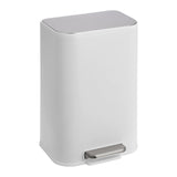 Garvee Bathroom Trash Can, 12L/3.2 Gallon Stainless Steel Garbage Can with Lid, Rectangular Small Step Waste Bin with Foot Pedal & Removable Inner Bucket for Kitchen Bedroom Restroom, White - White