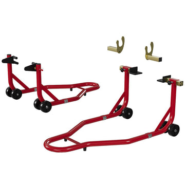 Garvee Motorcycle Stand Lift 900LBS Capacity Front Rear Wheels Lift with U+L Adjustable Swingarm Spool for Maintenance and Repairs, Red