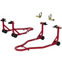 Garvee Motorcycle Stand Lift 900LBS Capacity Front Rear Wheels Lift with U+L Adjustable Swingarm Spool for Maintenance and Repairs, Red