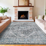 Garvee 10x13 Rug, Large Retro Gray Area Rug - Non-Slip Foldable Rugs for Living Room 10x13 - Stain Resistant Vintage Area Rugs 10x13 - Living Room Area Rugs 10x13 - Eco-Friendly Washable Rug - Gray