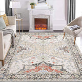 Garvee Vintage Floral Washable Area Rug 2x6 - High Density Polyester, Non-Slip TPR Backing, Low Pile, Ideal for High Traffic Areas - Yellow Red