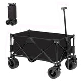 Garvee Collapsible Wagon Cart, 330lbs Large Capacity Beach Wagon, Heavy Duty Folding Wagon with All-Terrain Wheels, Portable Outdoor Utility Wagon for Sports Shopping Camping Garden - Black