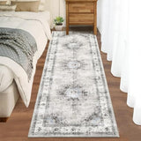 Garvee Runner Rug 2x6 Machine Washable Hallway Runner Rug Non-Slip Kitchen Runner Rug Vintage Distressed Runner Carpet Throw Floor Carpet Medallion Area Rug for Living Room Bedroom Laundry, Beige - Beige