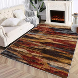 Garvee Area Rug 4x6 Non Shedding Living Room Rug Modern Abstract Area Rug Soft Fluffy Pile Throw Rug Machine Washable Indoor Rug Ultra-Thin Floor Cover for Bedroom Living Room Nursery, Red/Sandy - Red