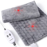 Garvee Weighted Heating Pad with 2 Massager, Electric Massaging 5lbs Heating Pad for Back Neck Shoulder with Massaging Vibration, 3 Heating Levels & 3 Massage Types, 12” x 24” Grey - Gris