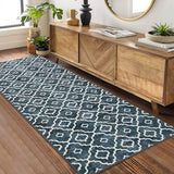 Garvee Runner Rug 2x6 Boho Rug Modern Geometric Rugs for Entryway Hallway Laundry Bathroom Washable Rug Non Slip Office Carpet Moroccan Bedroom Rug Distressed Area Rugs Low Pile Black Trellis Rug - Black