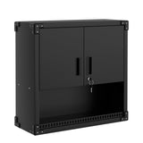 Garvee Garage Wall Cabinet Heavy Duty Steel Hanging Cabinet With Shelves & Locks For Warehouse Workshop Kitchen 31.5x11.8x30.3 Black