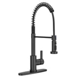 Garvee Aquablade Modes Kitchen Faucet with Pull Down Sprayer, Matte Black Spring Sink Faucets, Single Handle Faucet for 1 Hole Or 3 Holes - 