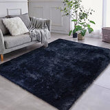 Garvee Fluffy & Sheepskin Navy Blue 5x8 Velvet Shag Rug, Extra Soft Comfy Plush for Bedroom Living Room Kids Nursery - Navy Blue