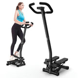 Garvee Smart Twist Stair Stepper Machine with Handlebar, Mini Steppers for Exercise at Home, 300LBS Loading Capacity, Hydraulic Fitness Stepper with LCD Monitor, Black