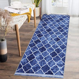 Garvee Moroccan Trellis Washable Runner Rug 2x6 Blue Rug Non Slip Vintage Kitchen Rugs Runner Bathroom Carpet Laundry Room Soft Area Rug for Bedroom Throw Rugs for Hallway Entryway Rug - Blue