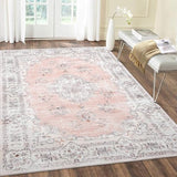 Garvee Large Rug 8x10 Machine Washable Area Rug Vintage Distressed Rug Non Slip Soft Rug Boho Living Room Rug Accent Throw Rugs for Dining Room, Pink - Pink