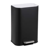 Garvee Bathroom Trash Can, 12L/3.2 Gallon Stainless Steel Garbage Can with Lid, Rectangular Small Step Waste Bin with Foot Pedal & Removable Inner Bucket for Kitchen Bedroom Restroom, Black - Black