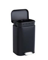 Garvee 3.2 Gal Bathroom Trash Can, Step Garbage Can with Soft-Close Lid, Stainless Steel Recycling Bin, Rectangular, Black - Black
