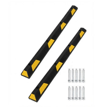 Garvee 72 in Rubber Parking Curb Heavy Duty Reflective Stripes Garage Bumpers 72x6x4 in Black