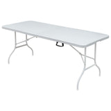 Garvee 6 Foot Folding Portable Table - Plastic Foldable Table with Carrying Handle for Dining, Picnic, Party, Camping - White