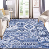 Garvee 3x5 Entryway Rug Washable Bedroom Rug Ultra-Thin Bohemian Non-Slip Rug Small Bedside Throw Mat Vintage Distressed Accent Carpet for Living Room Bathroom Dining Table Kitchen Blue - Blue