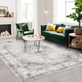 Garvee Extra Large Area Rug 10x13 Washable Living Room Rug Ultra Soft Thin Non-Slip Backing Vintage Floor Cover Foldable Stain Resistant Retro Carpet for Bedroom Dining Room,Beige - Beige