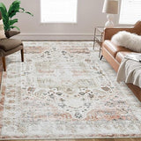 Garvee Area Rug Vintage Rug Machine Washable Rug for Bedroom Living Room Indoor Floor Cover Foldable Lightweight Thin Rug Distressed Carpet Non Slip Chenille Rug - Taupe / 6'x9' - Taupe