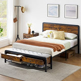 Garvee Queen Size Platform Bed Frame with Upholstered Ottoman 2 Storage Drawers and Headboard, Safe Rounded Corners & Strong Metal Slats Support, Mattress Foundation, No Box Spring Needed, Brown - Brown