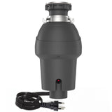 Garvee Garbage Disposal 3/4 HP Stainless Steel Continuous Feed Food Waste Disposer with Air Switch for Kitchen Sink, Compact Grey - 3/4 Hp Gray