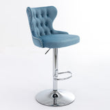 Garvee Modern Swivel Barstools PU Leather Upholstered Adjustable Height Bar Stools for Home Pub Kitchen Island Light Blue One Size - Light Blue
