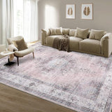 Garvee Extra Large Area Rug 10x13 Washable Living Room Rug Ultra Soft Thin Non-Slip Backing Vintage Floor Cover Foldable Stain Resistant Retro Carpet for Bedroom Dining Room,Blush - Pink