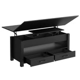 Garvee 4 in 1 Convertible Lift Top Coffee Table with Storage, Adjustable Height, Solid Wood, Hidden Compartments, Converts to Dining Table with 2 Drawers, for Living Room, Black - Black