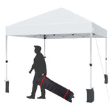 Garvee 10'x10' Instant Pop-Up Canopy Tent - One-Person Setup, Commercial Outdoor Tent with 1-Button Push, Wheeled Bag, 4 Sandbags, 8 Stakes & Ropes, White - White