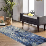 Garvee Kitchen Rug 2x6 Washable Runner Rug | Non-Slip, Low Pile | Polyester | Distressed, Abstract | Living Room, Hallway - Blue
