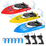 Garvee 3PACK RC Boat, Remote Control Boats for Kids and Adults,10km/H 2.4G High Speed Remote Control Boat, Fast RC Boats for Pools and Lakes with 6 Rechargeable Battery(3 in The Boat). - Blue Red Yellow