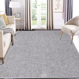 Garvee Solid Light Grey 8x10 Area Rug – Machine Washable Textured Chenille Non-Slip Foldable Carpet for Living Room, Bedroom, or Indoor Spaces - Light Gray