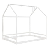 Garvee Twin Size House Platform Bed with Fence-Shaped Guardrails Solid Wood Frame for Teens Girls Boys Bedroom White - White