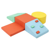 Garvee Foam Climbing Blocks for Toddlers, Waterproof Toddler Climbing Toys, Baby Jungle Gym Indoor Lightweight, Easy to Clean Foam Play Gym 5PCS - 5PCS Sunny Pastels