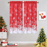 Garvee Cafe Curtains 45 inches Long Christmas Home Decor Basement Xmas Snowflake Pattern Kitchen Window Curtain Panels Window Treatment Drapes, Set of 2 - Snowflake