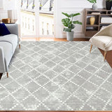 Garvee Rugs for Living Room 5x7 Rug Modern Area Rug Washable Rugs Trellis Abstract Rug Bedroom Decor Floor Mats Ultra Soft Area Rug Non Slip Office Rug Geometric Rug for Nursery, Grey 5'x7' - Gray