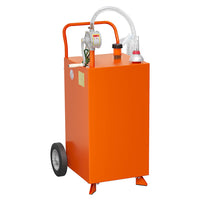 Garvee 45 Gallon Fuel Caddy, Stainless Steel Portable Tank with Two-Way Pump, 9.8 ft UV Hose Anti-Static Gauge 2 Wheels, for Car Lawn Mower ATV Boat, Orange