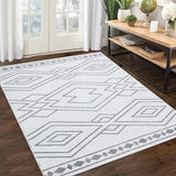Garvee Washable Rug 9x12 Modern Geometric Area Rug Non Slip Large Area Rug Low Pile Farmhouse Rug Non Shedding Distressed Throw Rugs Floor Carpet for Living Room Bedrooms, Grey - Gray