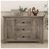 Garvee Storage Cabinet, Sideboard, Buffet Doors Wood Sideboard with 3 Drawers, Farmhouse Coffee Bar Cabinet with Retro Cabinet Handles, Adjustable Shelf for Living Room, Dining Room, Oak - Oak