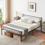 Garvee Full Bed Frame with Headboard & Footboard - Sturdy Metal Platform, Heart Design, No Box Spring Needed, Under Bed Storage, Easy Assembly, Noise-Reducing Foam, Black - black