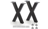 Garvee Square Tube Table Legs - 28 Inch Replacement Legs for Coffee Table, Sturdy and Durable, Perfect for Dining Tables, Set of 2 - X-Shape Style 1 16 inches