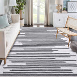 Garvee 9x12 Modern Stripe Area Rug - Low Pile, Non-Slip, Machine Washable, Stain-Resistant, Cream/Black - Perfect for Bedroom, Living Room - Black